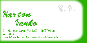 marton vanko business card